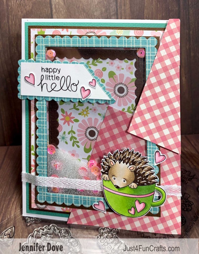 Happy Little Hello Card by February Guest Designer Jennifer Dove | Hedgehog Hollow Stamp Set by Newton's Nook Designs #newtonsnook #handmade